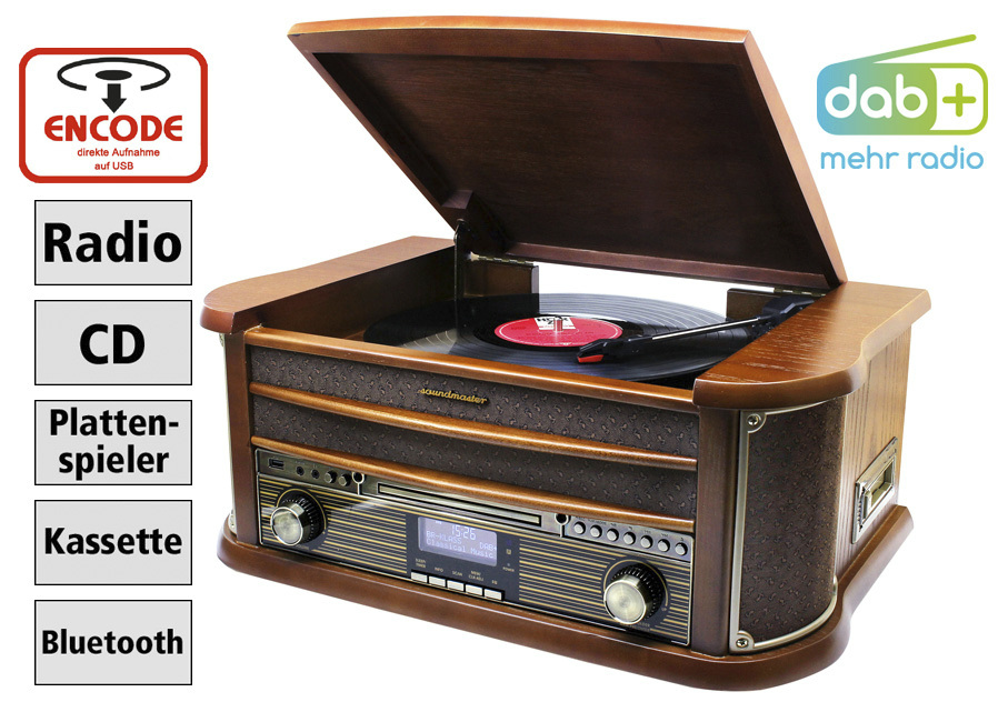 DAB-Nostalgie-Stereoanlage im Echtholzgehäuse