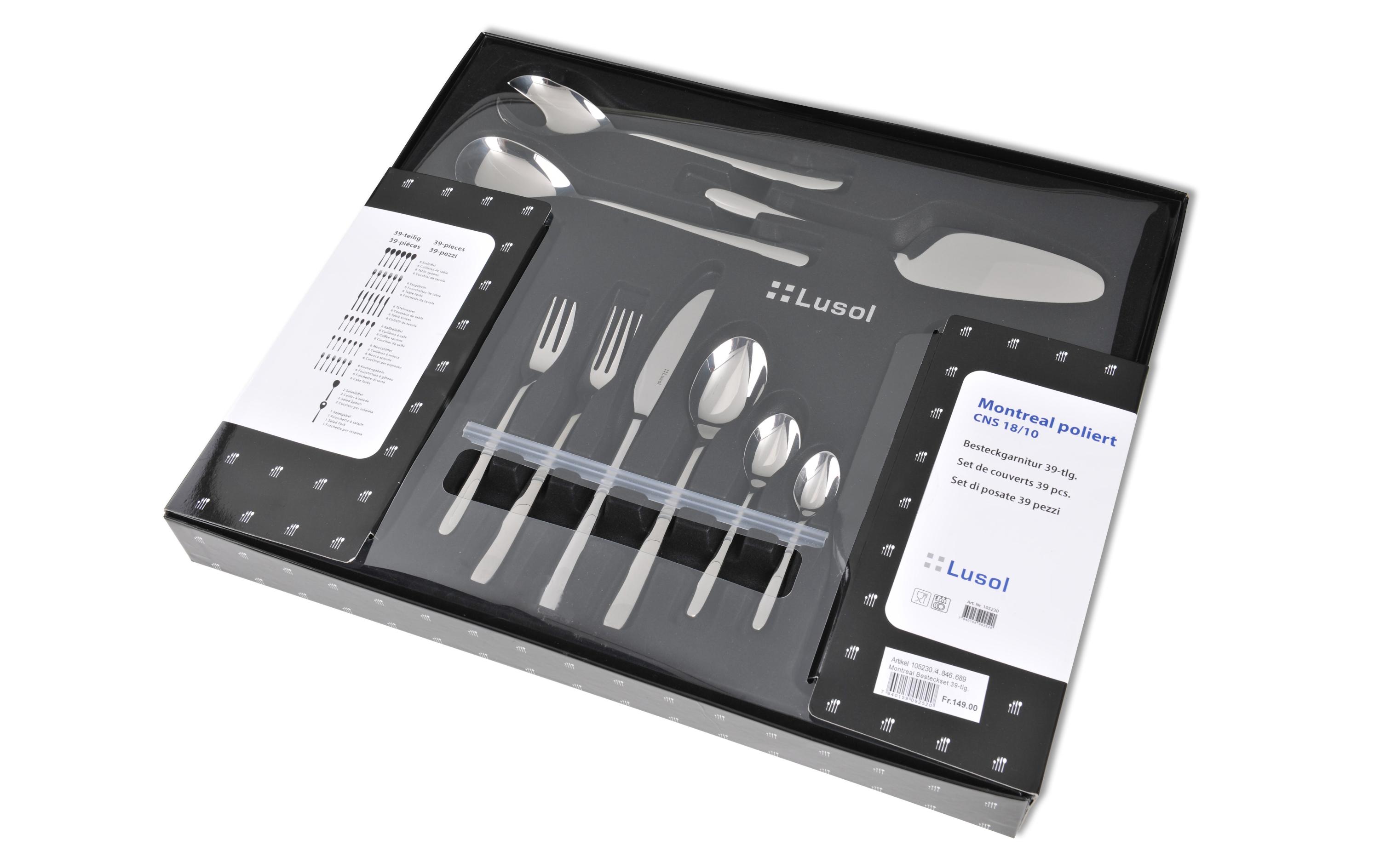 Besteck-Set Montreal 39-teilig, Silber<br>Essbesteck-Set