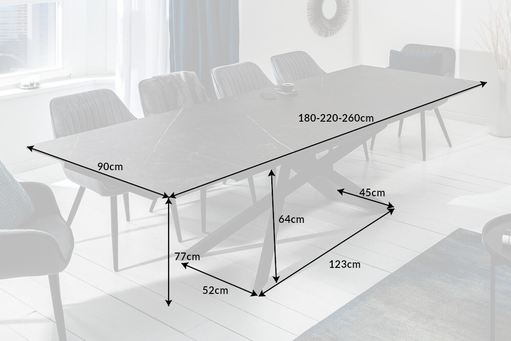 Ausziehbarer Esstisch EUPHORIA 180-220-260cm Graphit Keramik made in Italy