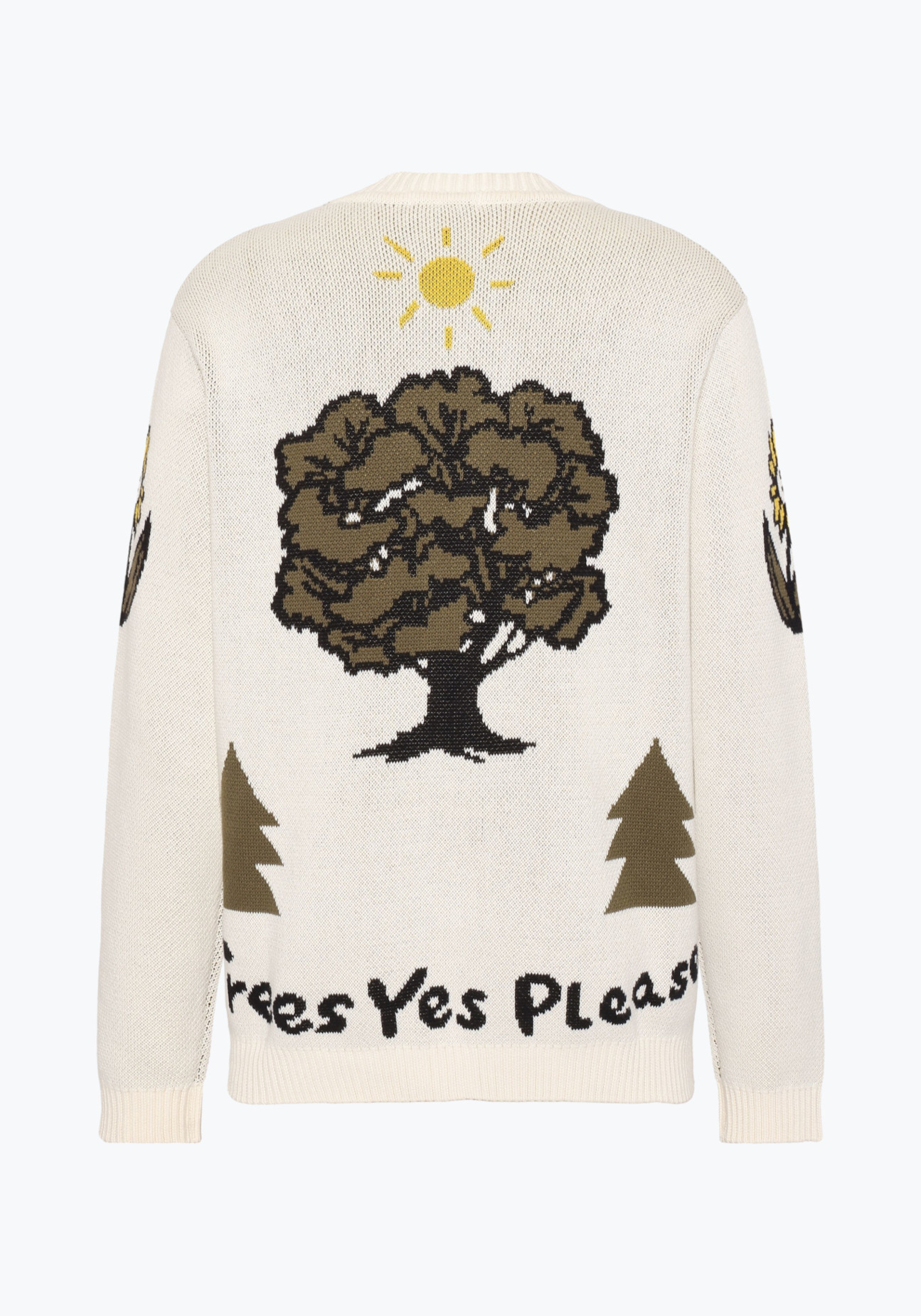 Knowledge Cotton Apparel Cardigan Jacquard Trees Yes Please Egret