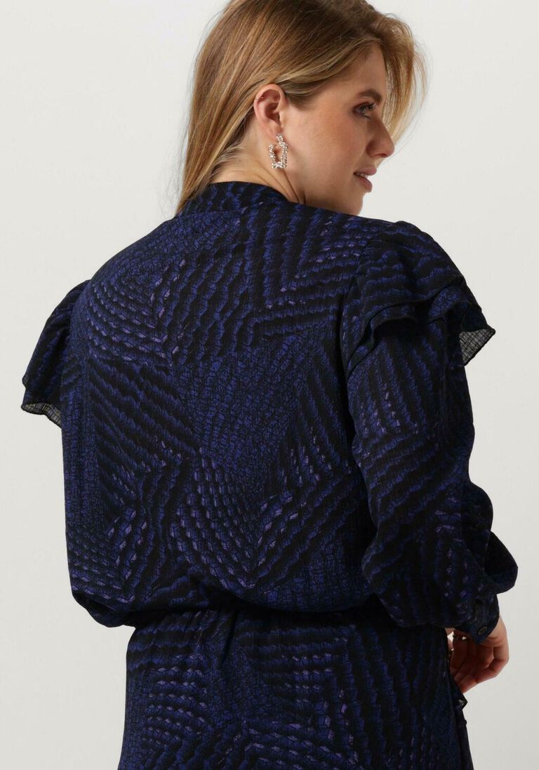 ALIX THE LABEL donkerblauwe alix the label blouse graphic raffle blouse