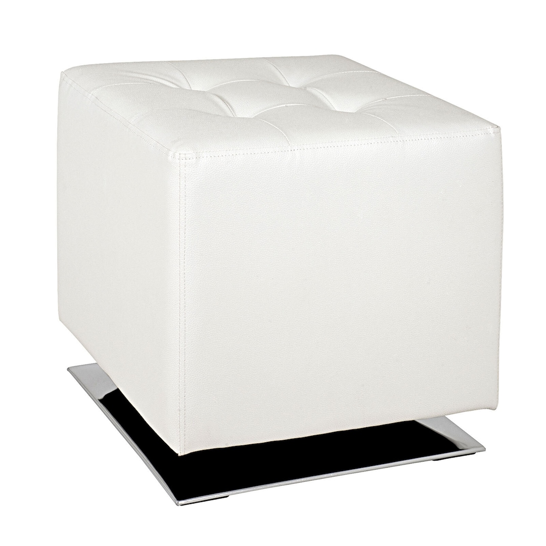 Hocker Beto 40 x 40 x 42 cm Chromfarbig/Lederlook Weiß