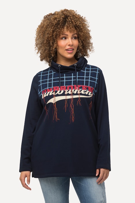 Sweatshirt, Karo, Frottee, Stehkragen, Langarm