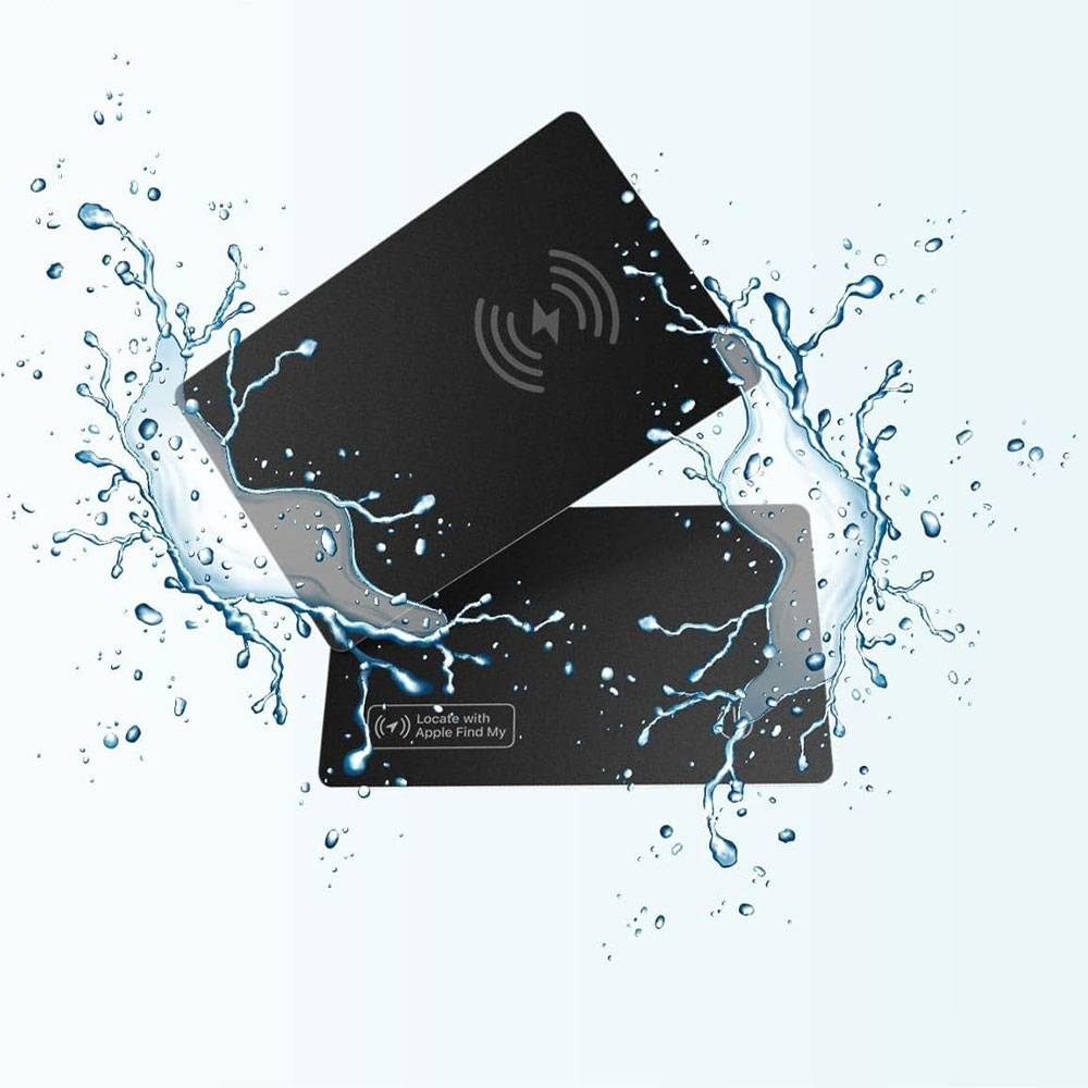 Wallet Bluetooth Keyfinder Smart Tracker Tag Card Karte für iOS mit Apple Find My Network und Wireless Charging (inkl. Akku) - Schwarz