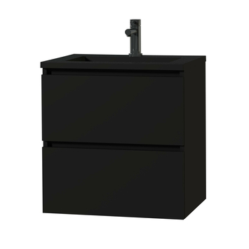 Tiger Badkamermeubel Karlo Greeploos Mat Zwart met Zwart 60 cm