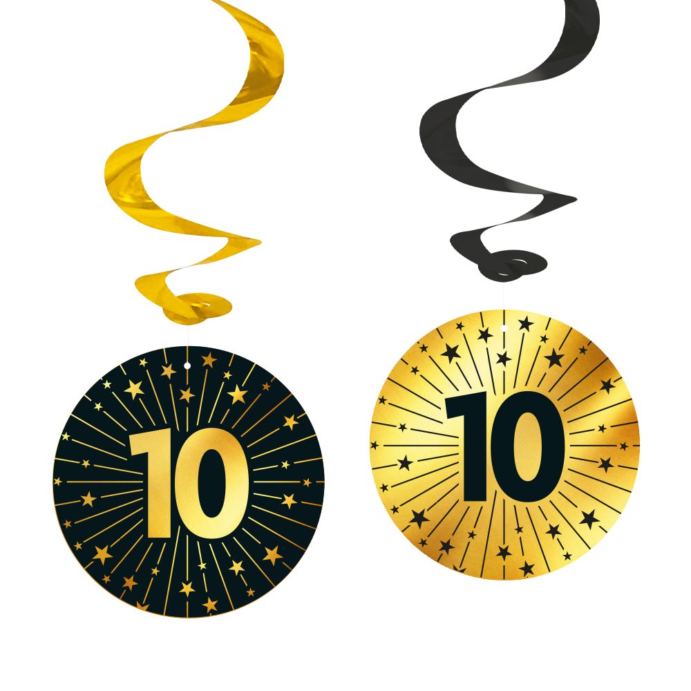 10 Jaar Hangdecoratie Goud Zwart 95cm 4st