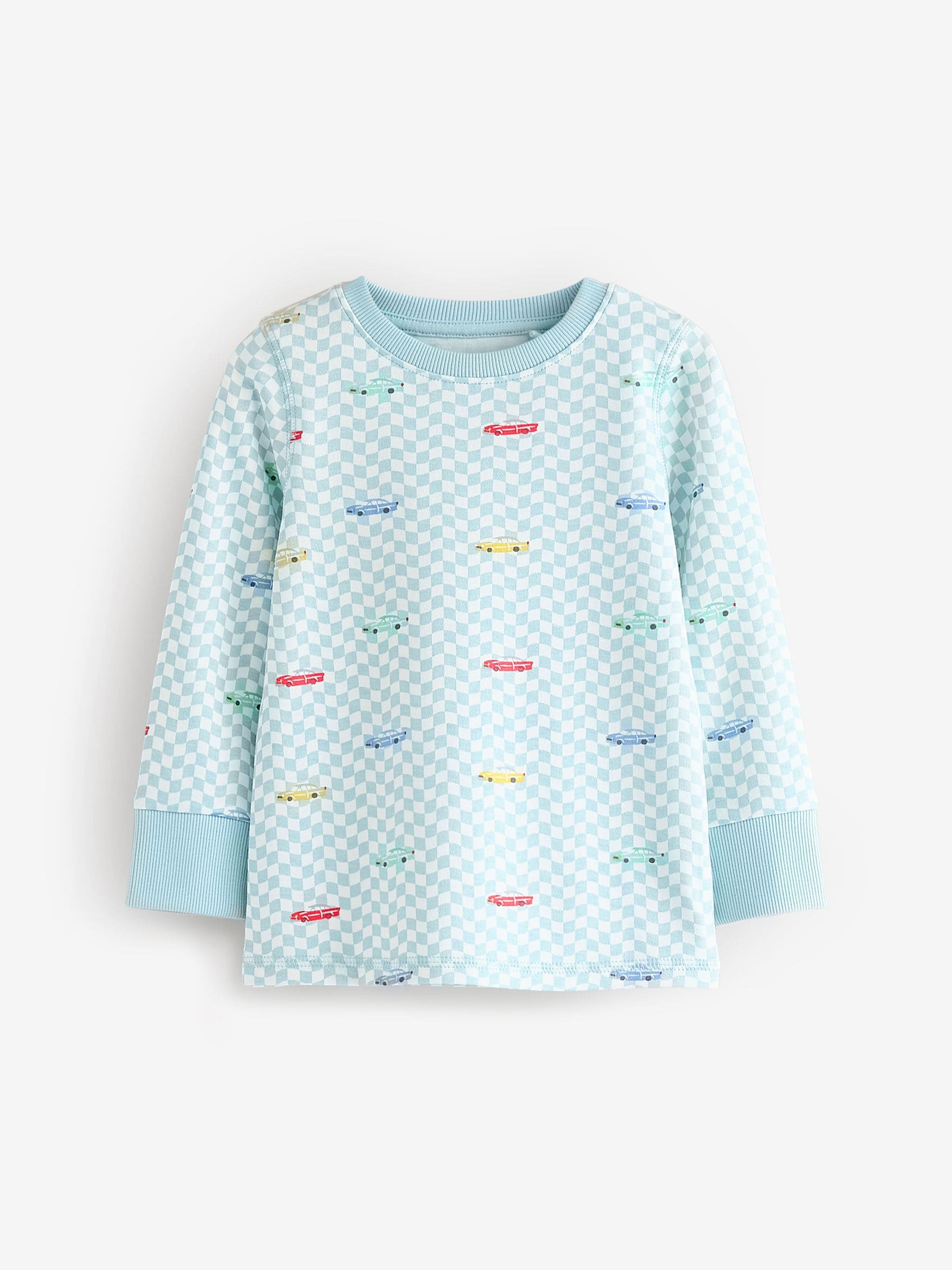 Blauw/wit met auto's - Verpakking van 3 knusse pyjama's