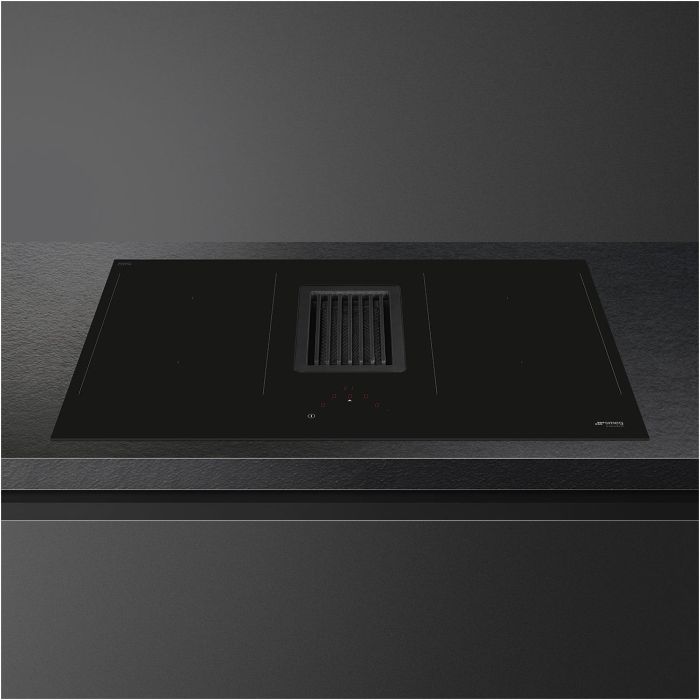 SMEG Induktions-Kochfeld + Muldenlüfter HOBD482D Schwarz