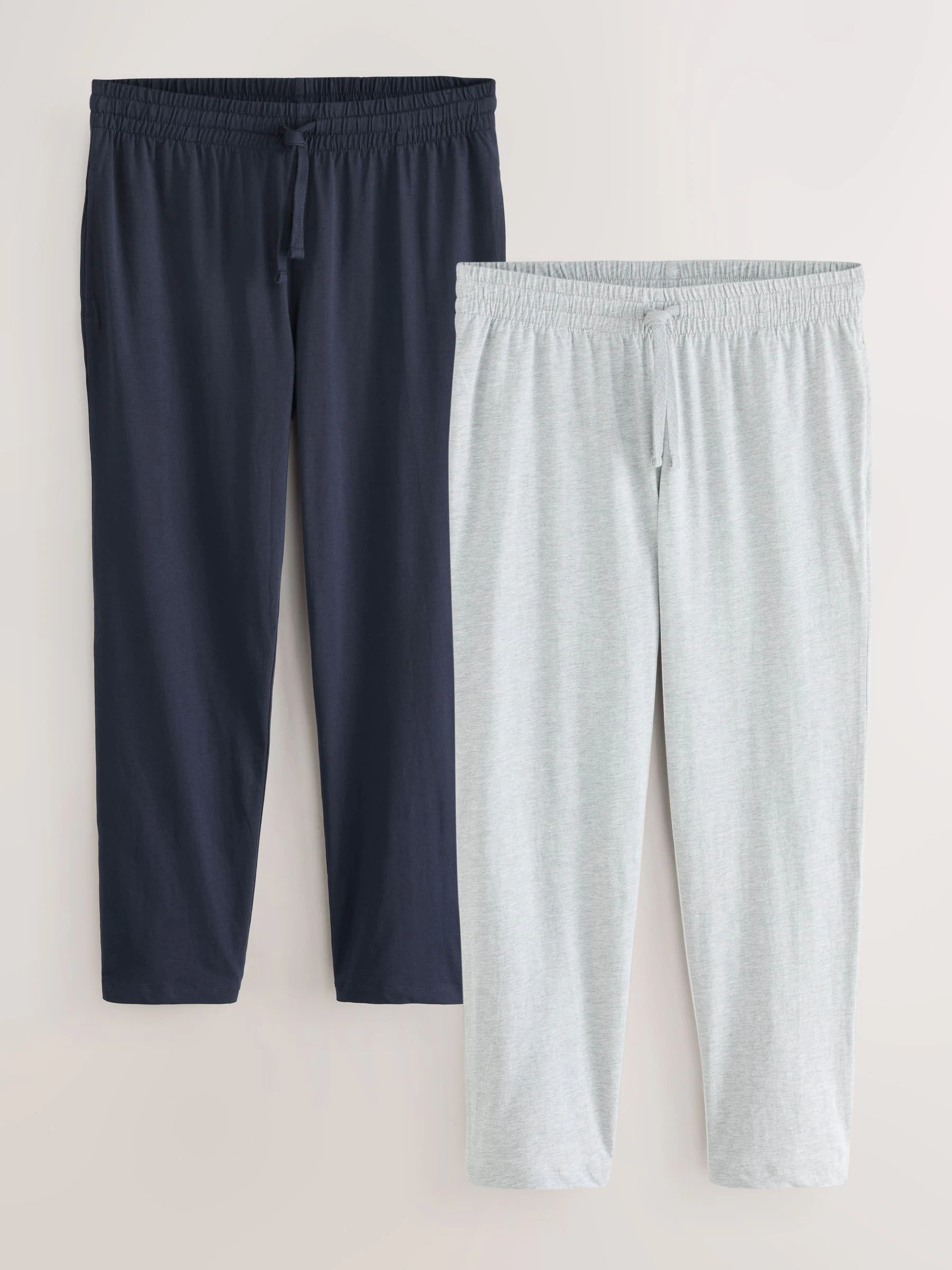 Navy Blue/Light Grey - Open Hem Pyjama Bottoms Set 2 Pack