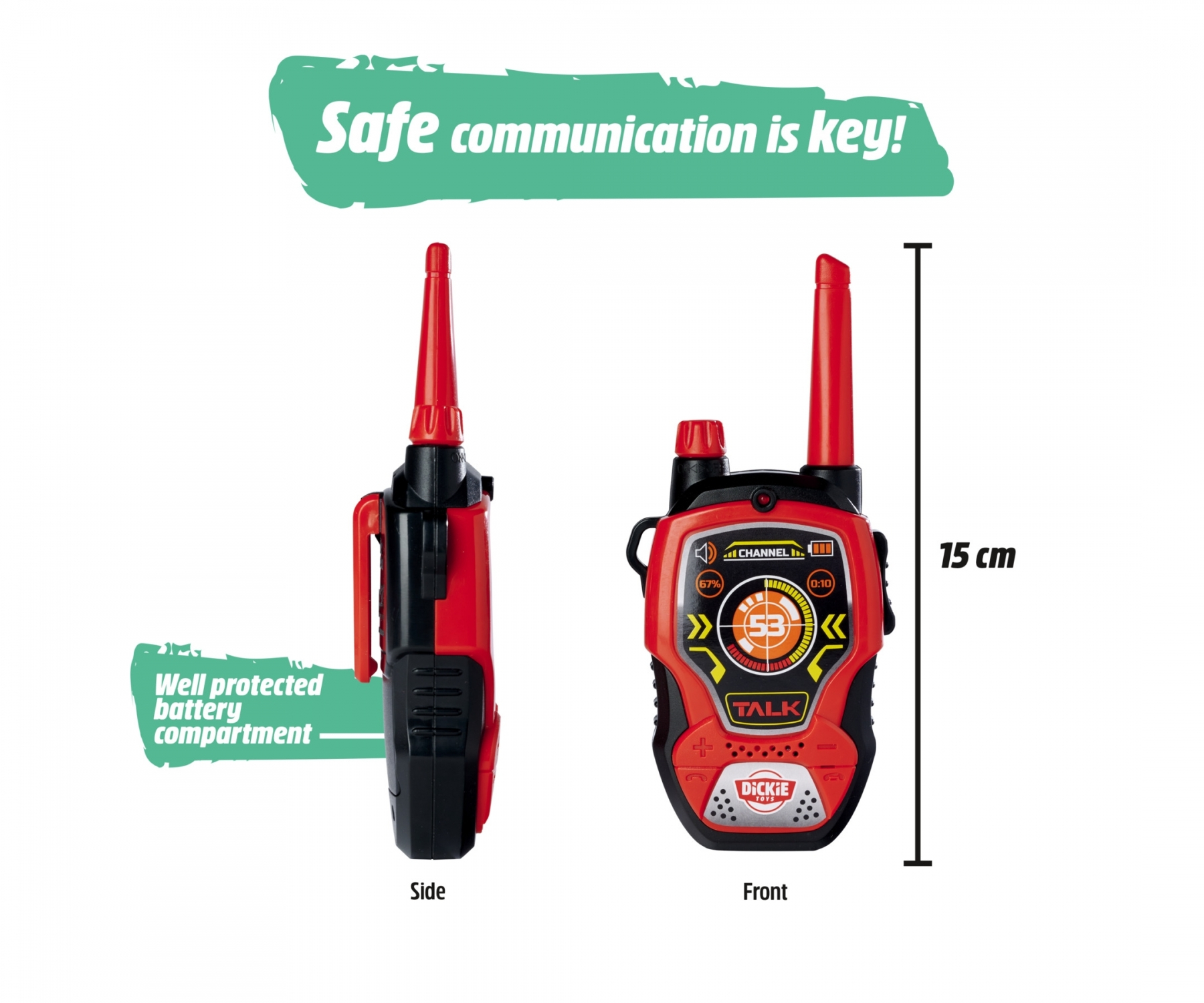 (1 Paar) Fun Walkie Talkie Kinder Spielzeug Funkgerät inkl. AAA Batterien (201118195) - Schwarz / Rot