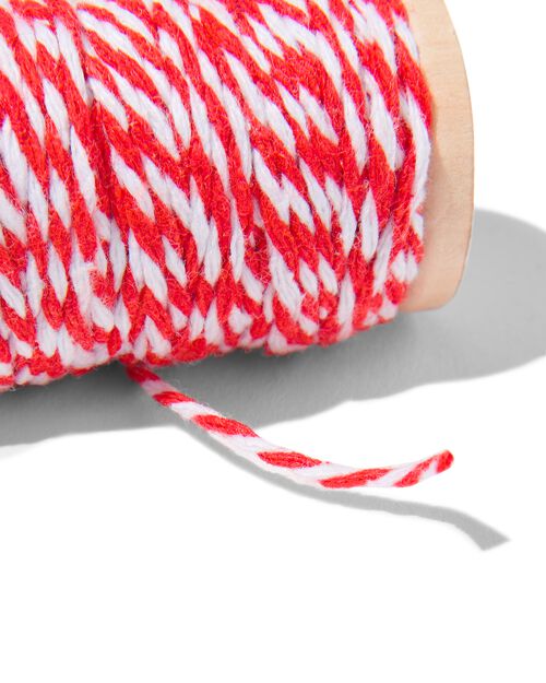 ficelle en coton 15m rouge/blanc