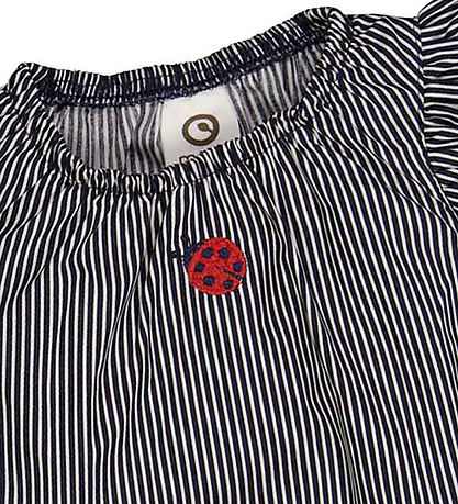M?Slå T-shirt - Poplin Stripe Frill - Balsam Cream/Night Blue