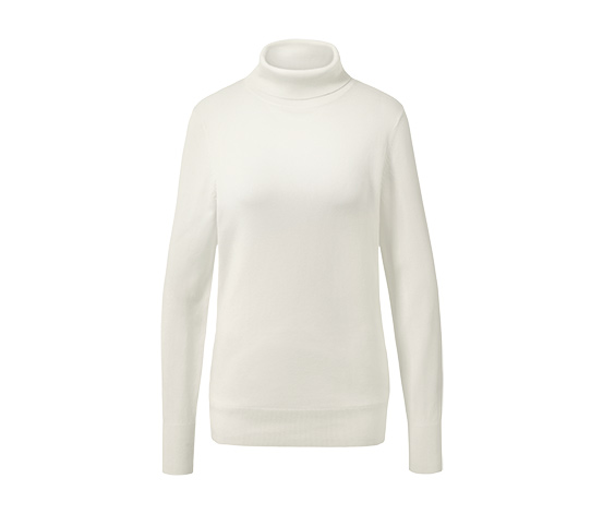 Feinstrick-Rollkragenpullover, cremeweiß