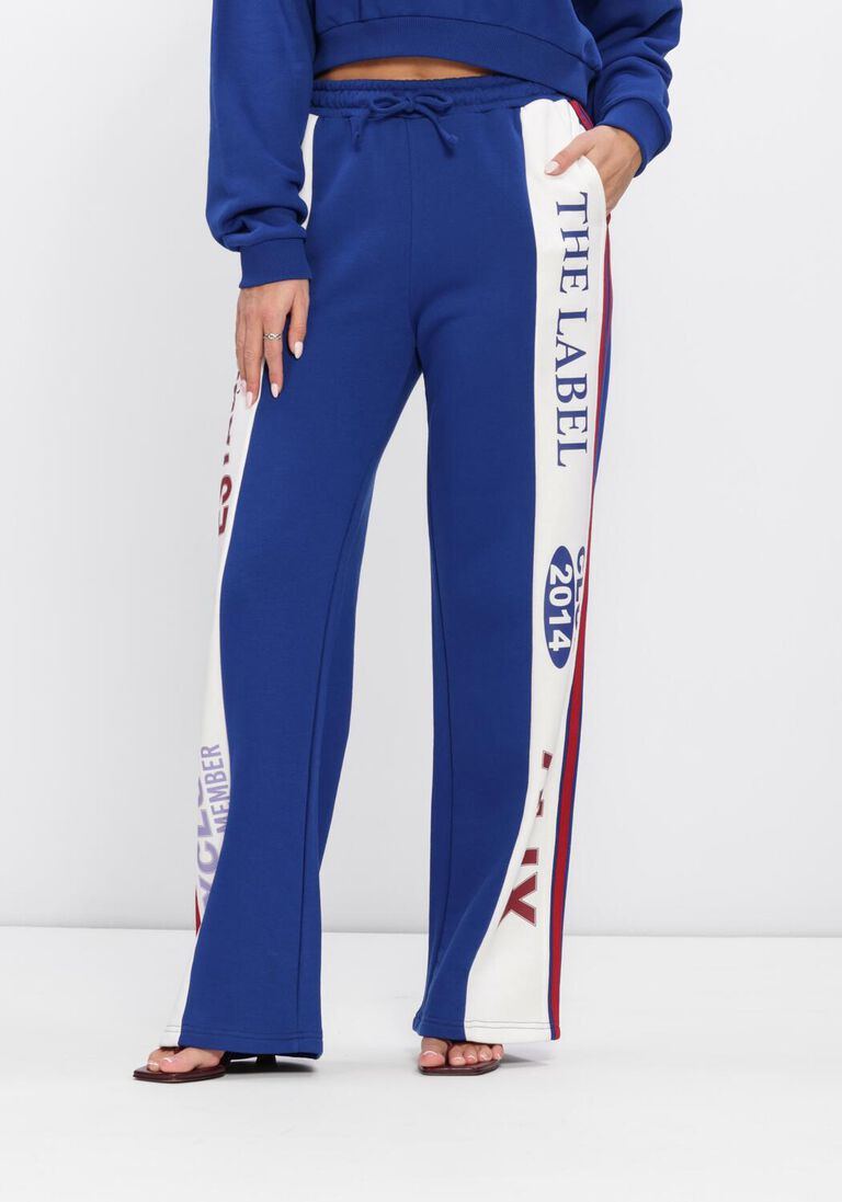 blauwe alix the label joggingbroek ladies knitted logo tape pants