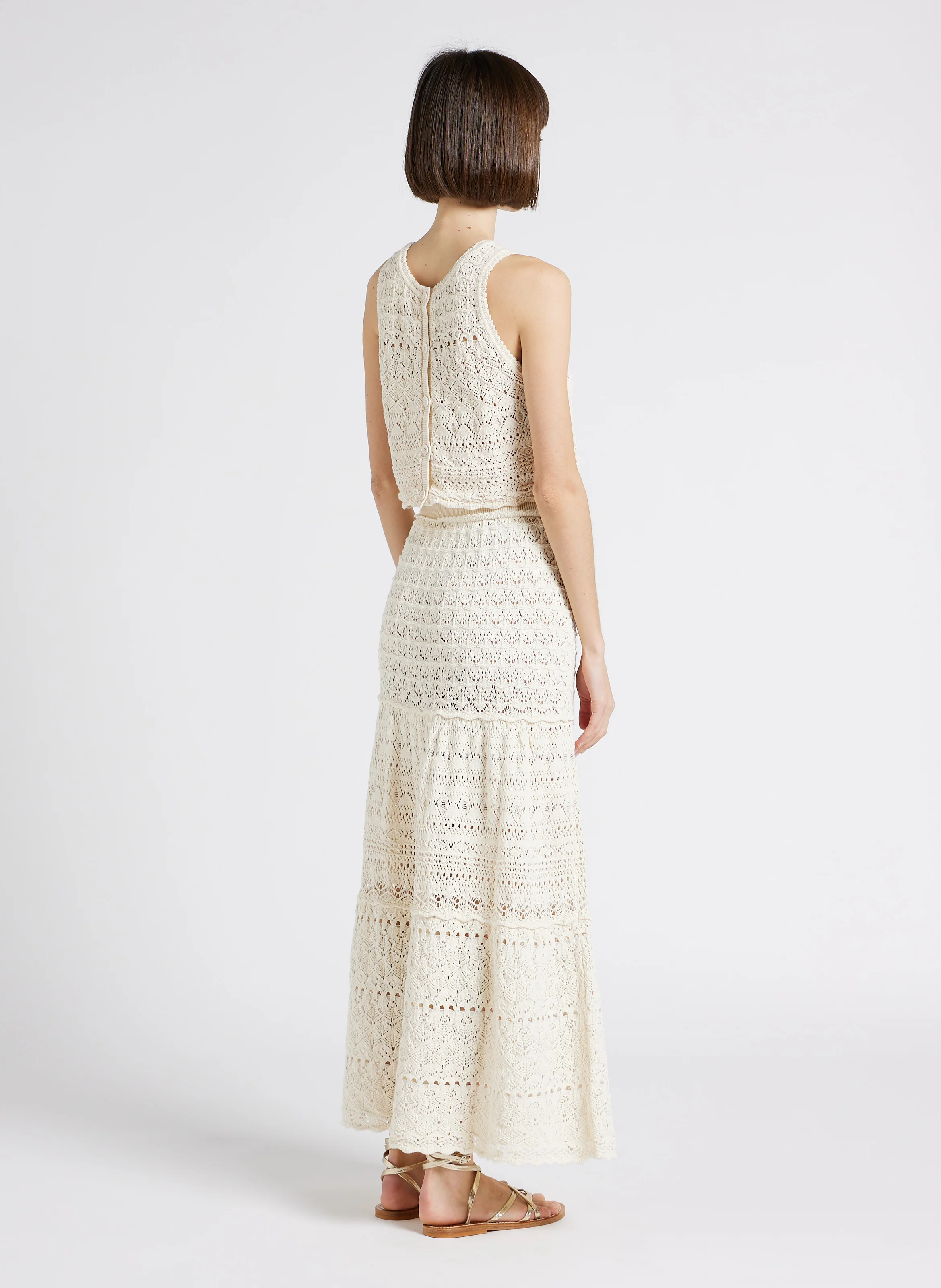 JOSH - Jupe taille haute évasée en coton | Beige