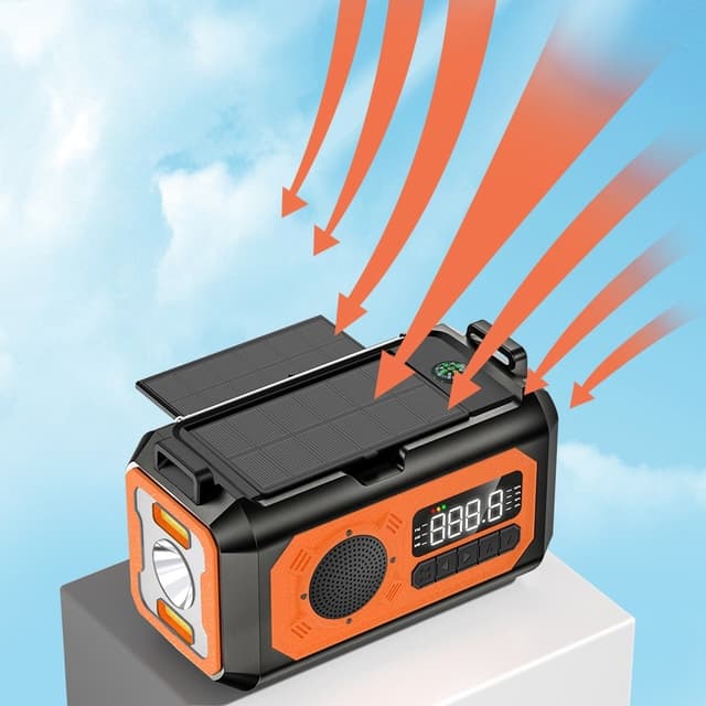 håndsving Radio 12000mAh Power Bank Batteri lommelygte Solar opladning