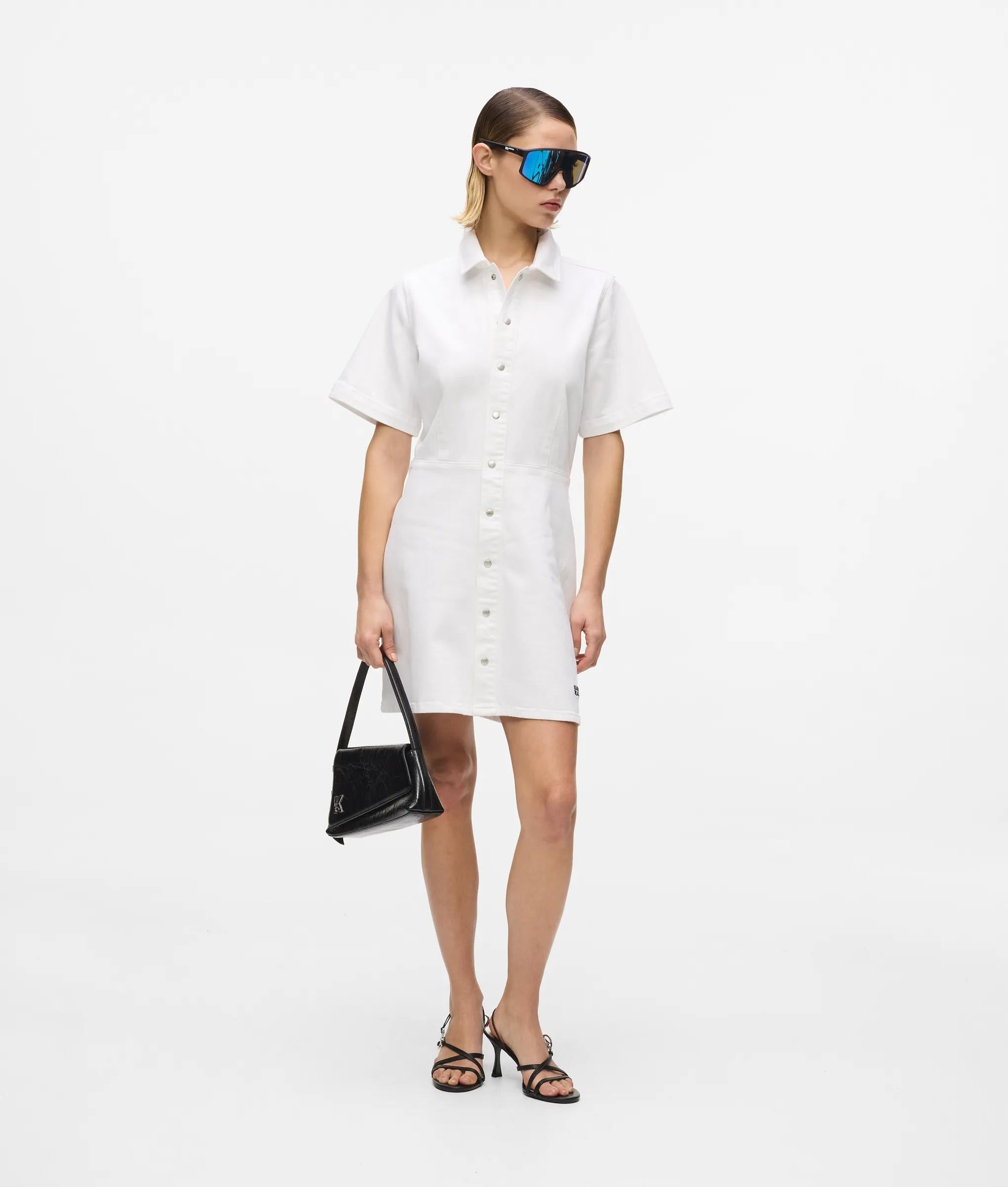 Witte denim Jurk met korte mouwen