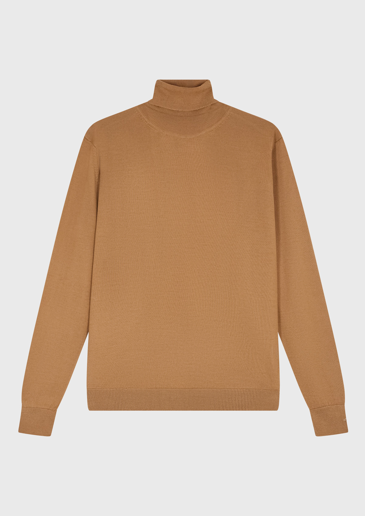 Pull col roulé en laine Mérinos mélangée unie cognac