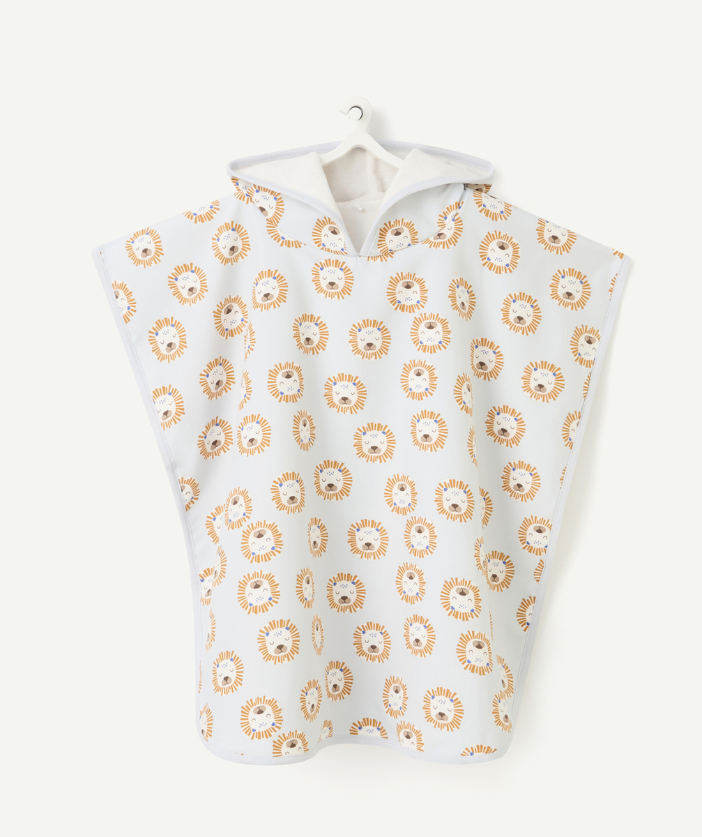 LASSIGSERVIETTE PONCHO BÉBÉ GARÇON ANTI-UV BLEUE AVEC IMPRIMÉ LION