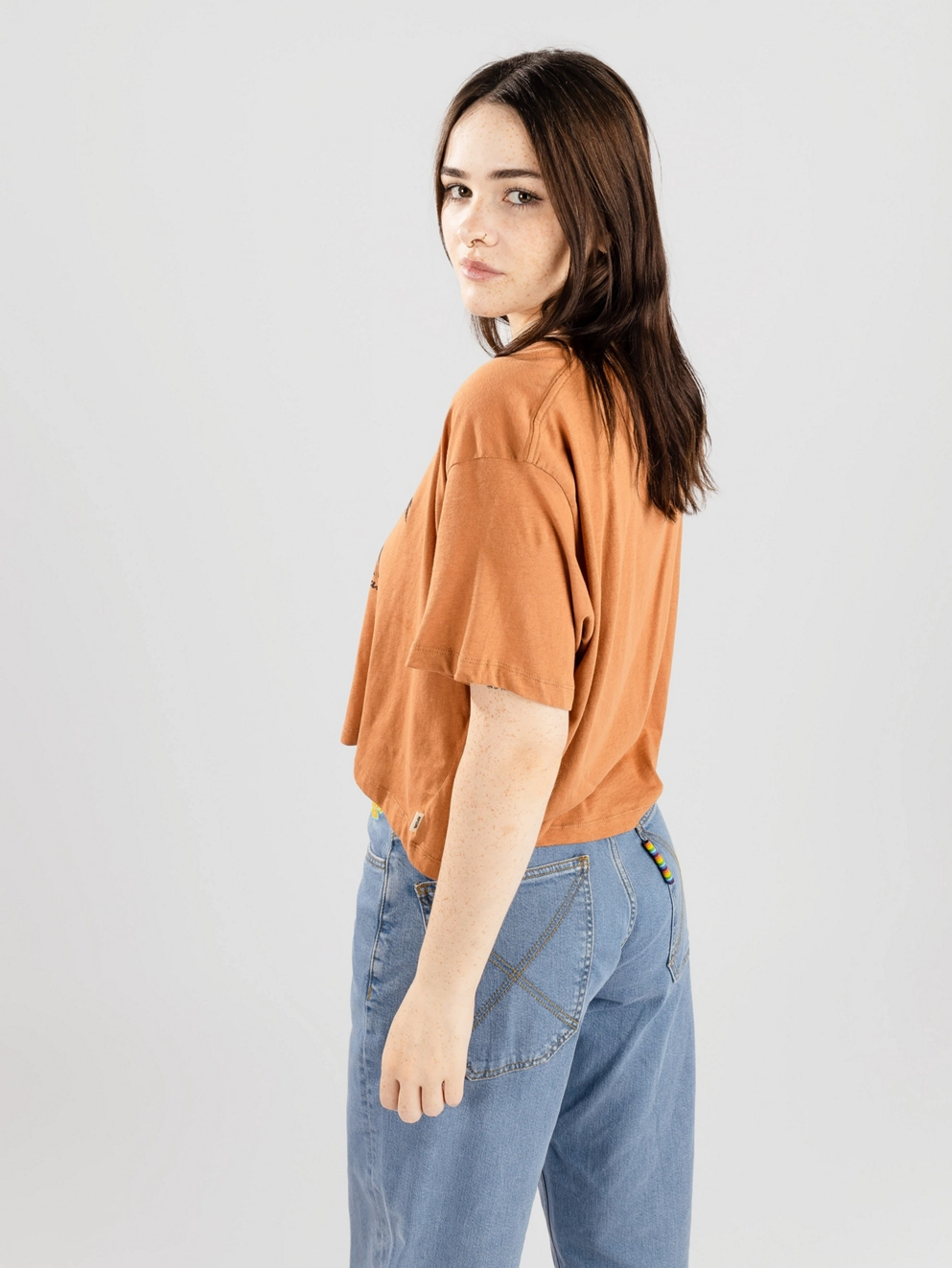 Rip Curl Rainbow Waves Crop T-Shirt light brown