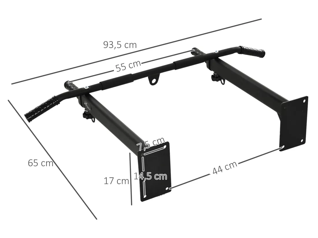 Barre de traction barre de Fitness fixation murale support sac de frappe ou sangles TRX intégré charge max. 150 Kg acier noir
