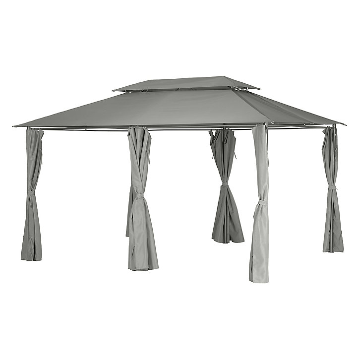 Tonnelle acier et toit polyester Hespéride Thira ardoise 3 x 4 m