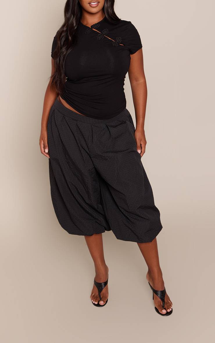 Noir Jorts Bouffants En Coton À Carreaux Grande Taille