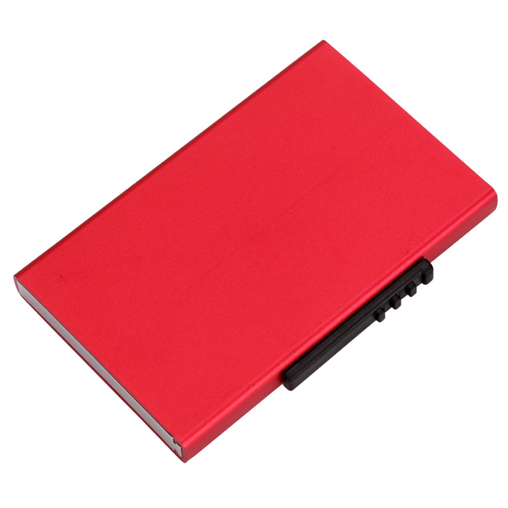 Mini Kreditkarten Alu Etui mit Kartenauswurf-Mechanismus (RFID Schutz) - Rot