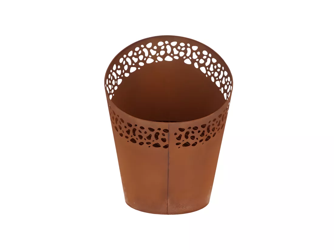 Brasero mouchettes découpées au laser en fer - Rouillé - D 36,5 x H 45,2 cm