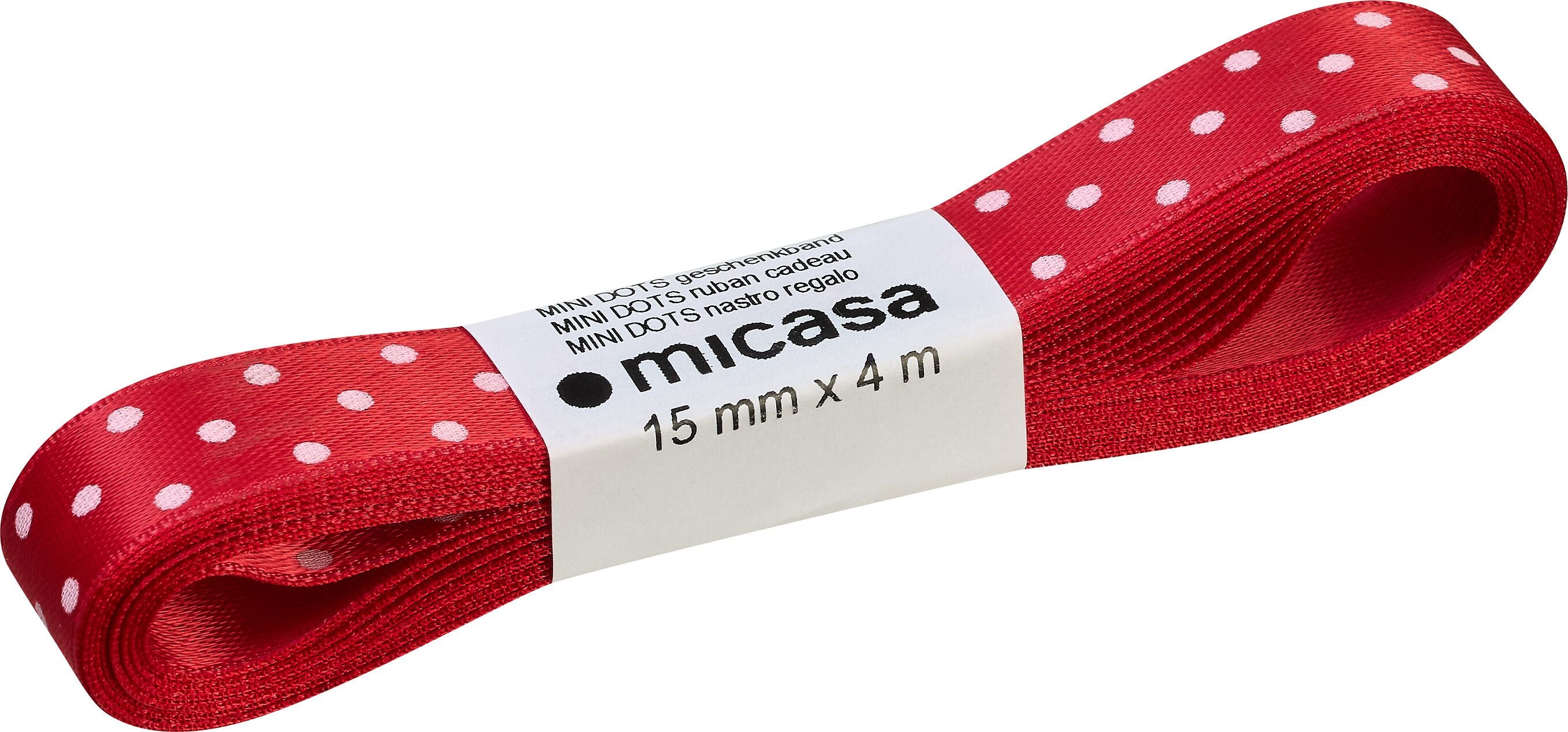MINI DOTS Geschenkband - Rot / B: 1.5 cm x L: 400 cm