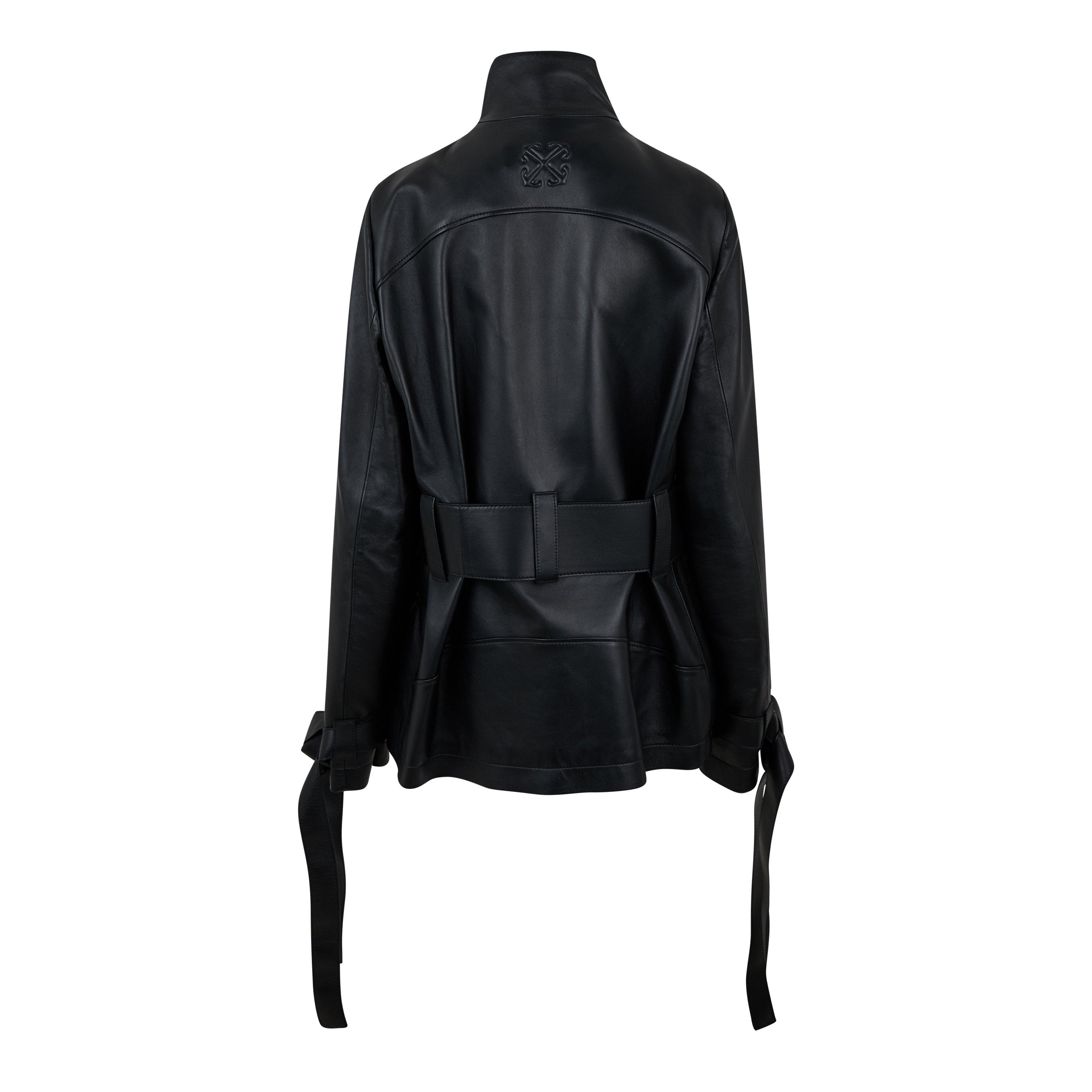 Off White Cargo Belted Leather Jacket