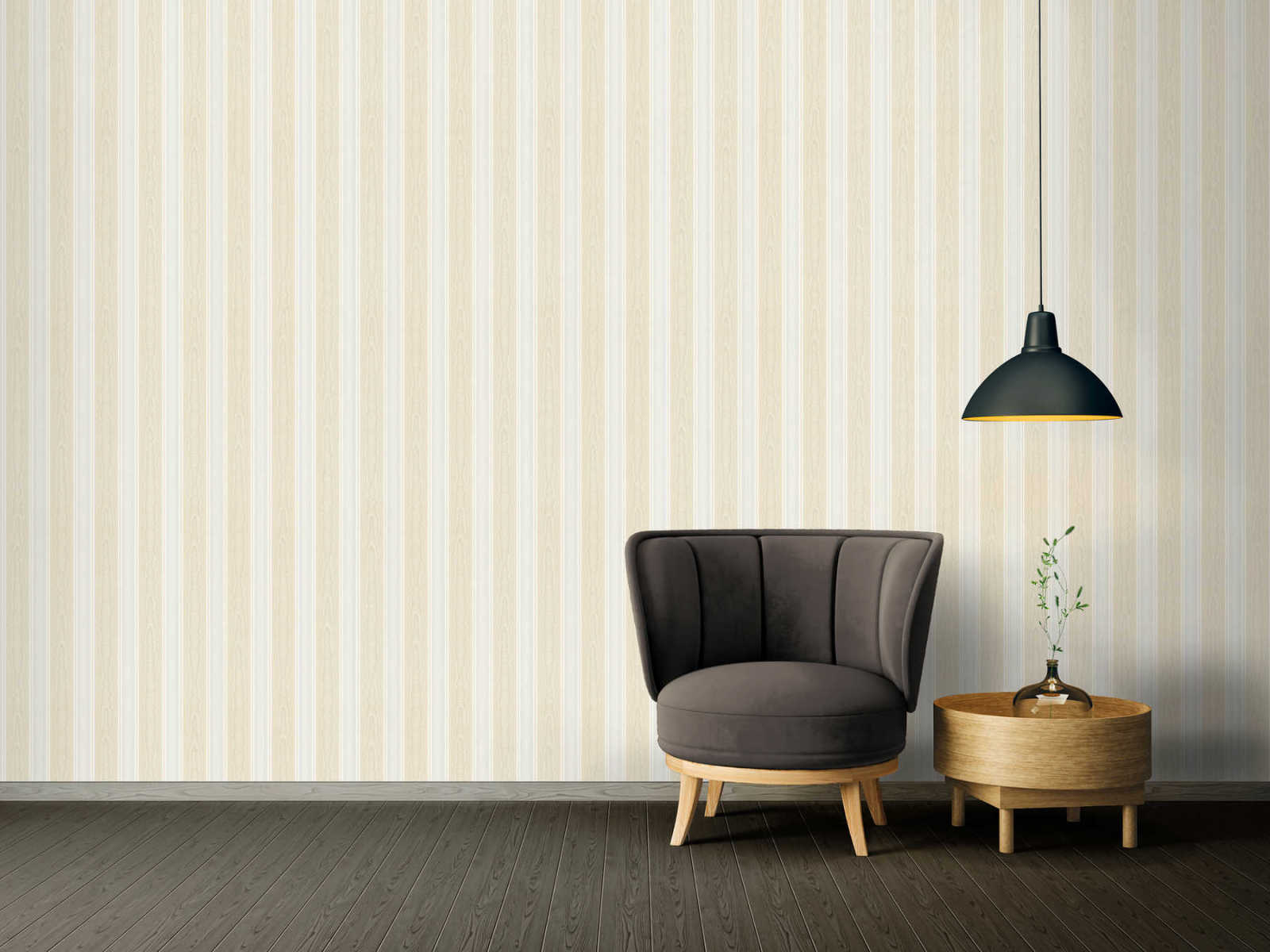 Papiertapete CONCERTO 3 - gelb-beige - Streifen - 10 Meter