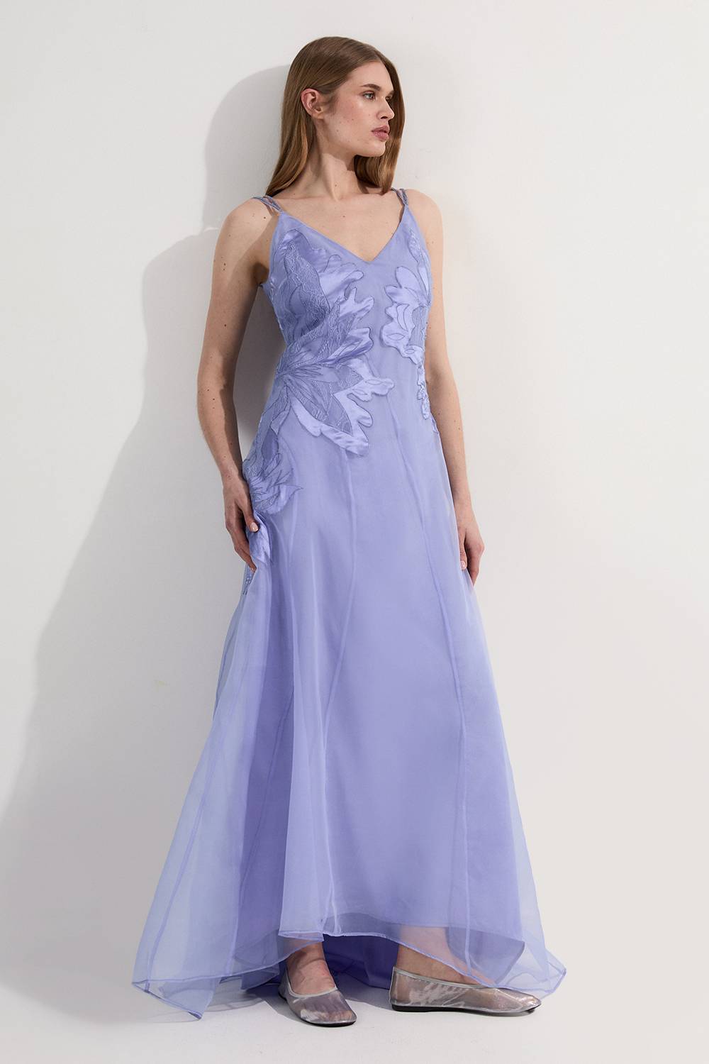 KarenMillen Robe maxi en satin avec appliqué tissé