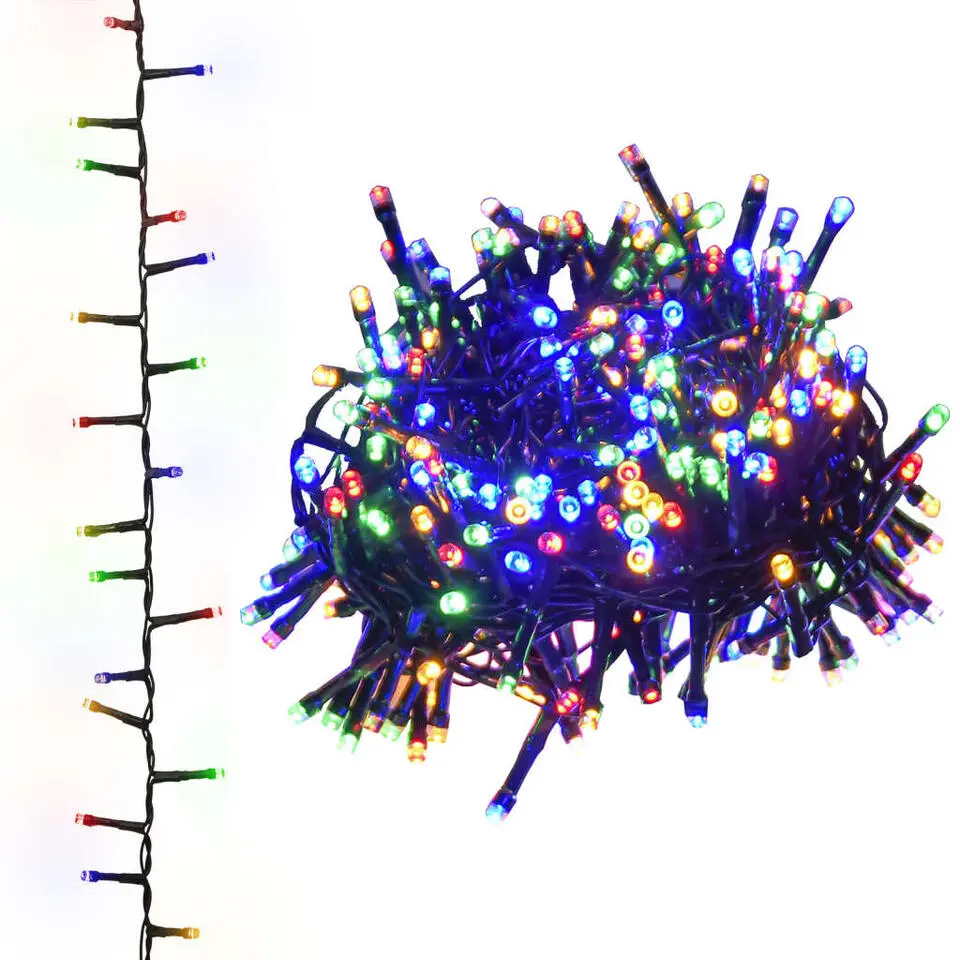 vidaXL - Led-slinger - Multicolour and dark green - 13 m