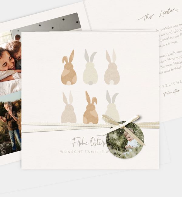 Grußkarte Cottontail, Klappkarte quadratisch (145 x 145mm)
