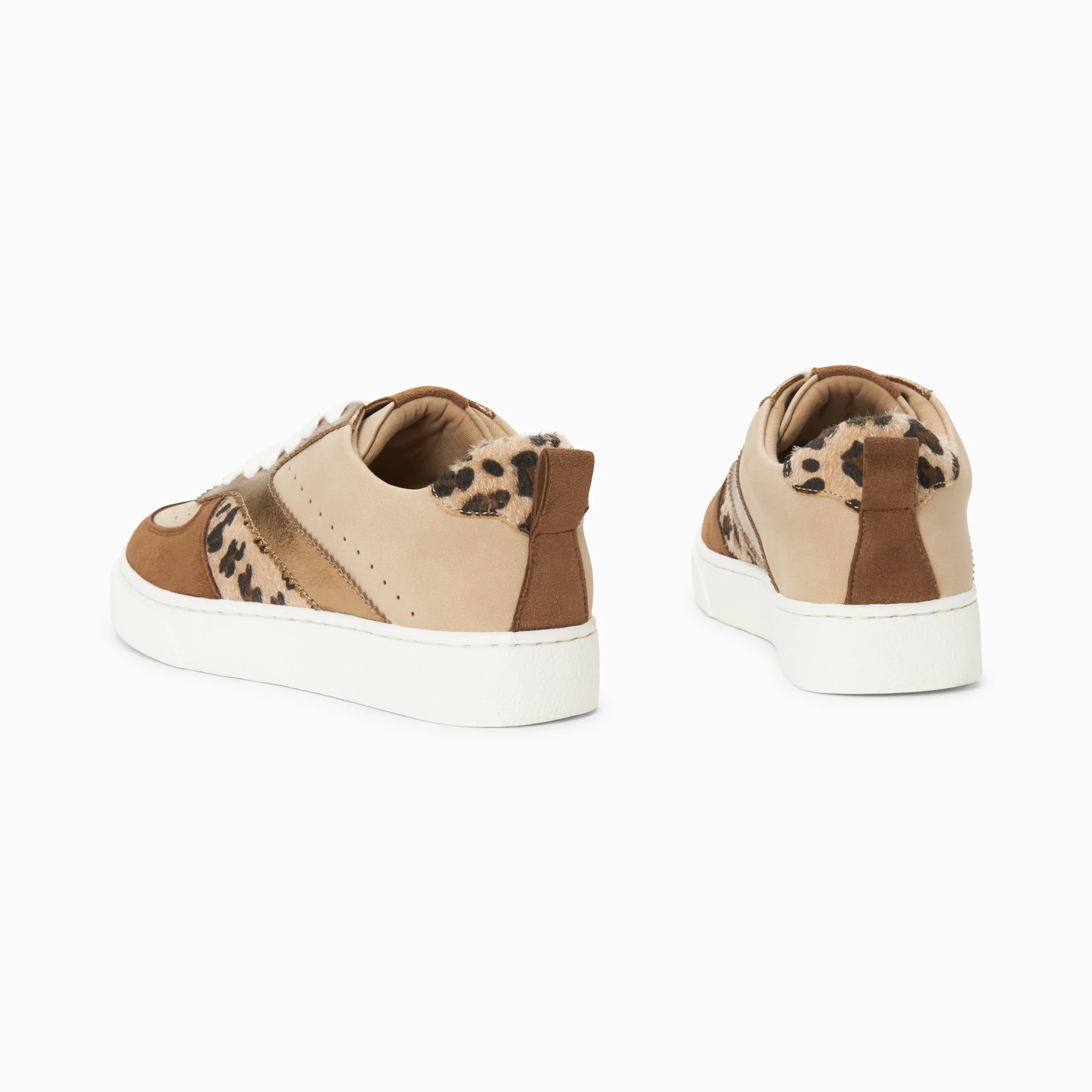 Sneakers-Baskets Celeste beige et or à lacets