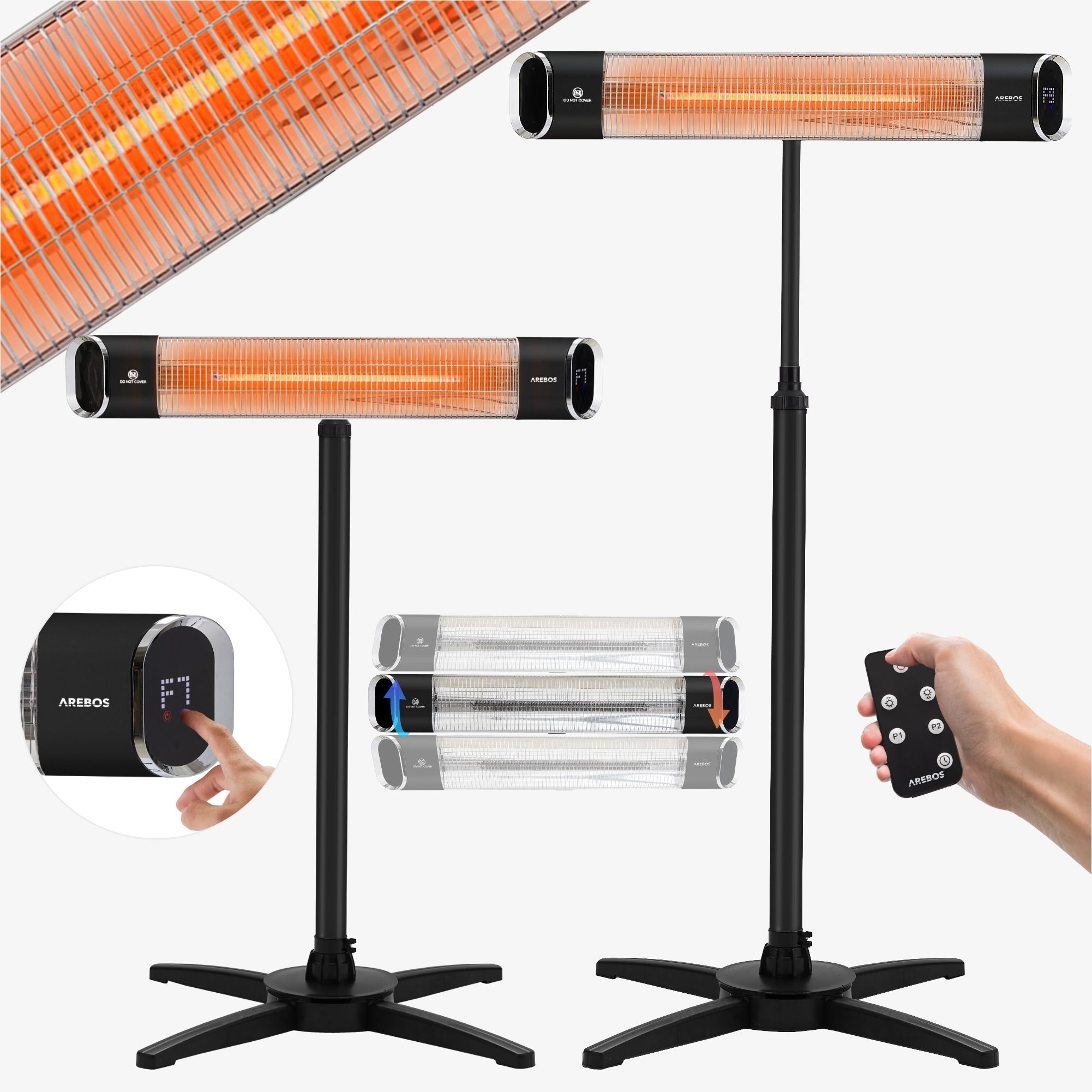 Infrarot Heizstrahler 2000W mit Stativ & Fernbedienung