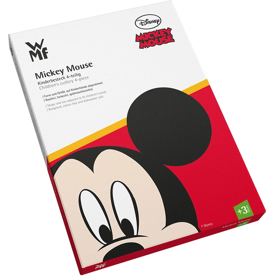 Schnullireich Geschenkset mit Namen WMF Kinderbesteck Mickey & Friends + Lätzchen Einhorn Silber