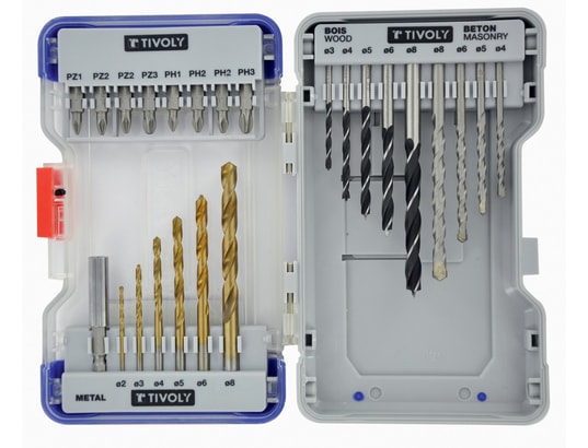 TIVOLY - Coffret embouts de vissage Malette 23 pièces mixtes de perçage 11901170047
