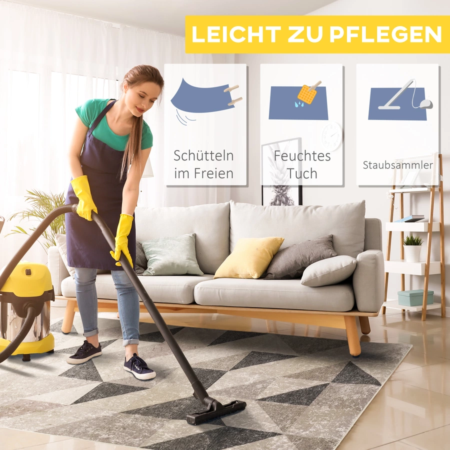 HOMCOM Teppich mit Gleitsicherheit grau, schwarz