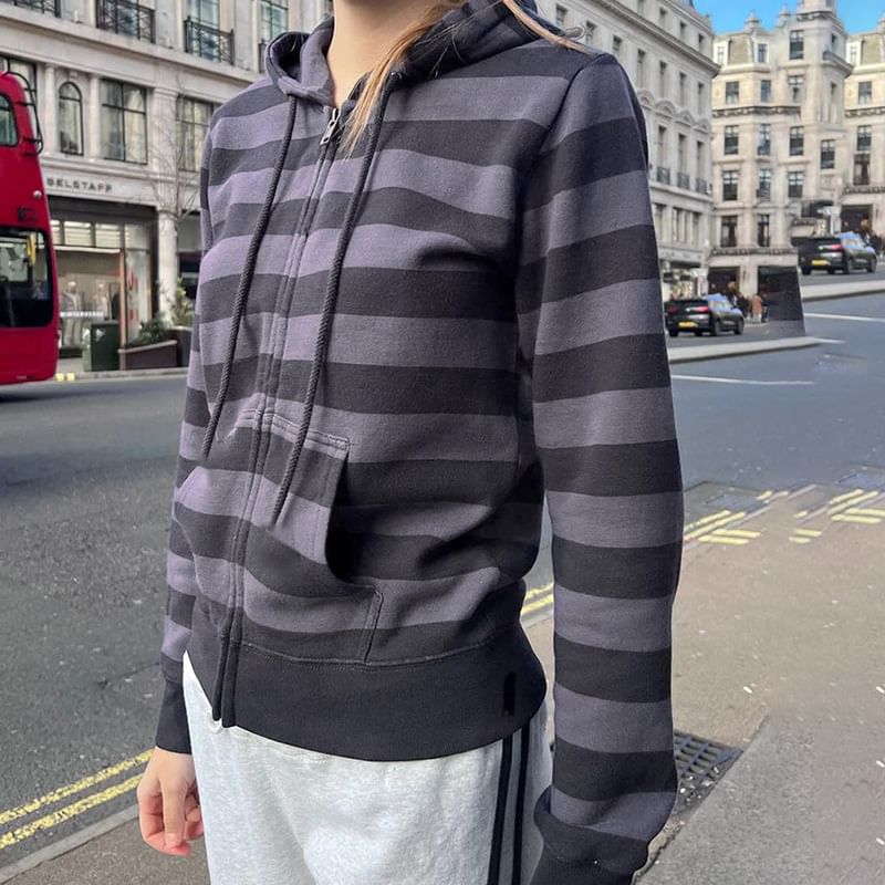 BrickBlack - Gestreepte hoodie met rits