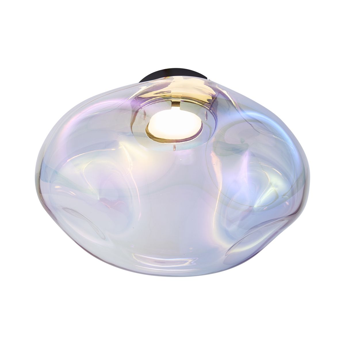 Design plafondlamp zwart met regenboog glas - Gemma