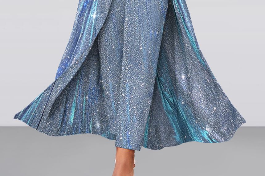 Lexama - 3/4-mouw V-hals glitter jumpsuit