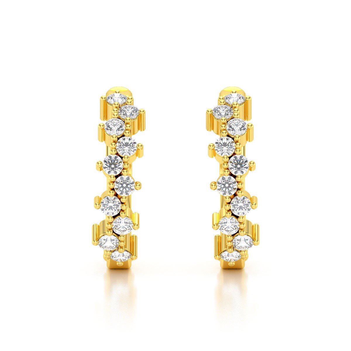 Boucles d'oreilles ADEN Créoles Or 585 Jaune Diamant 1.602grs