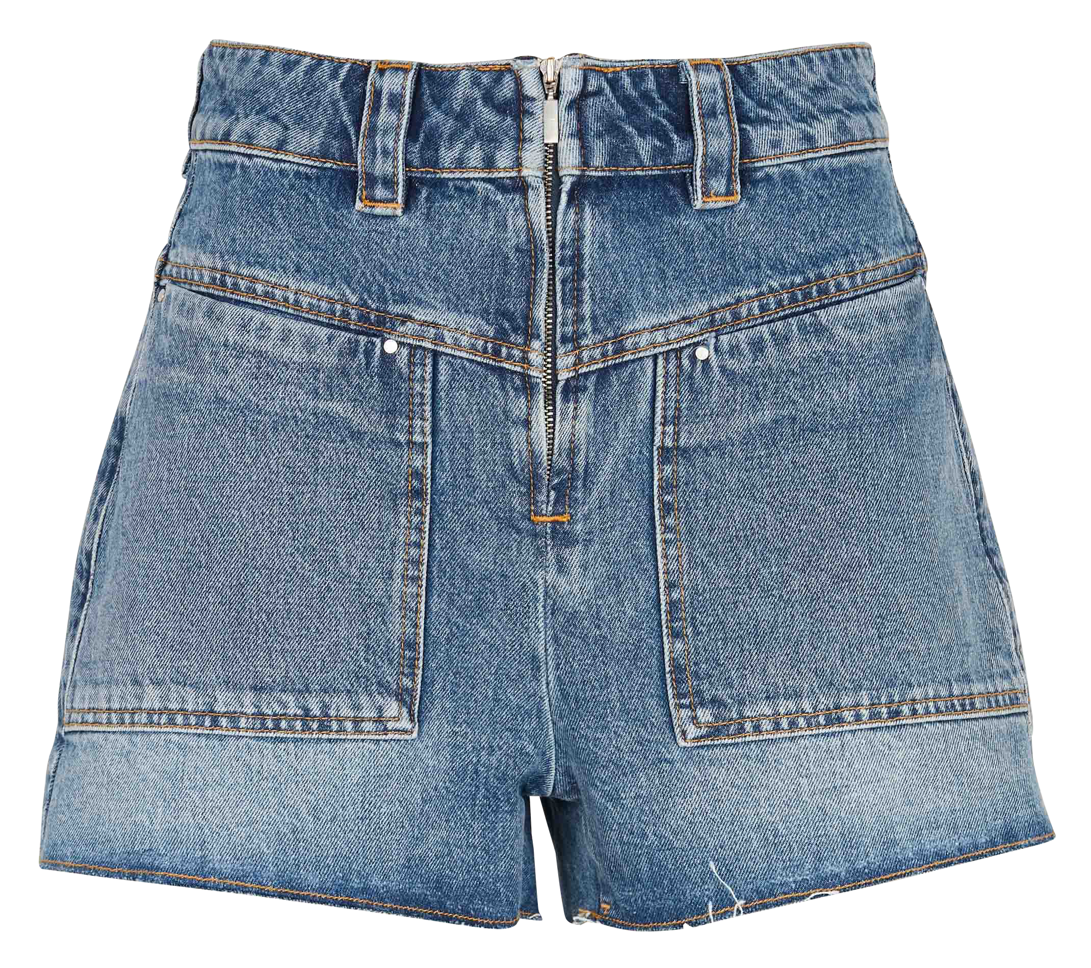 DAVID - Short taille haute en denim délavé | Bleu