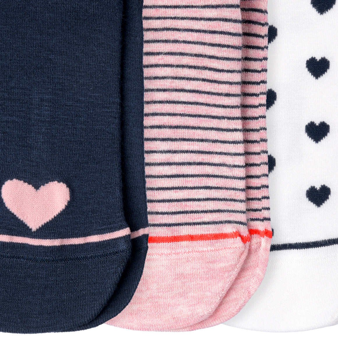 3 Paar Damen Sneaker-Socken mit Viskose rosa / weiss / dunkelblau