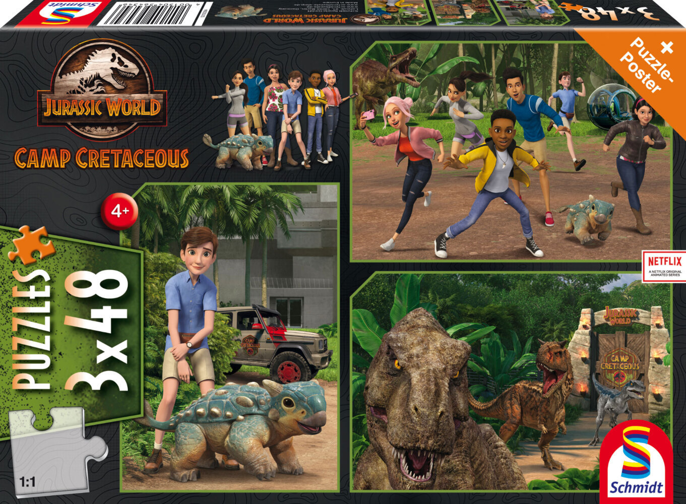 Schmidt Puzzle 3x48 - Neue Abenteuer, Abenteuer auf Isla Nublar, 3x48 Teile (Puzzle)