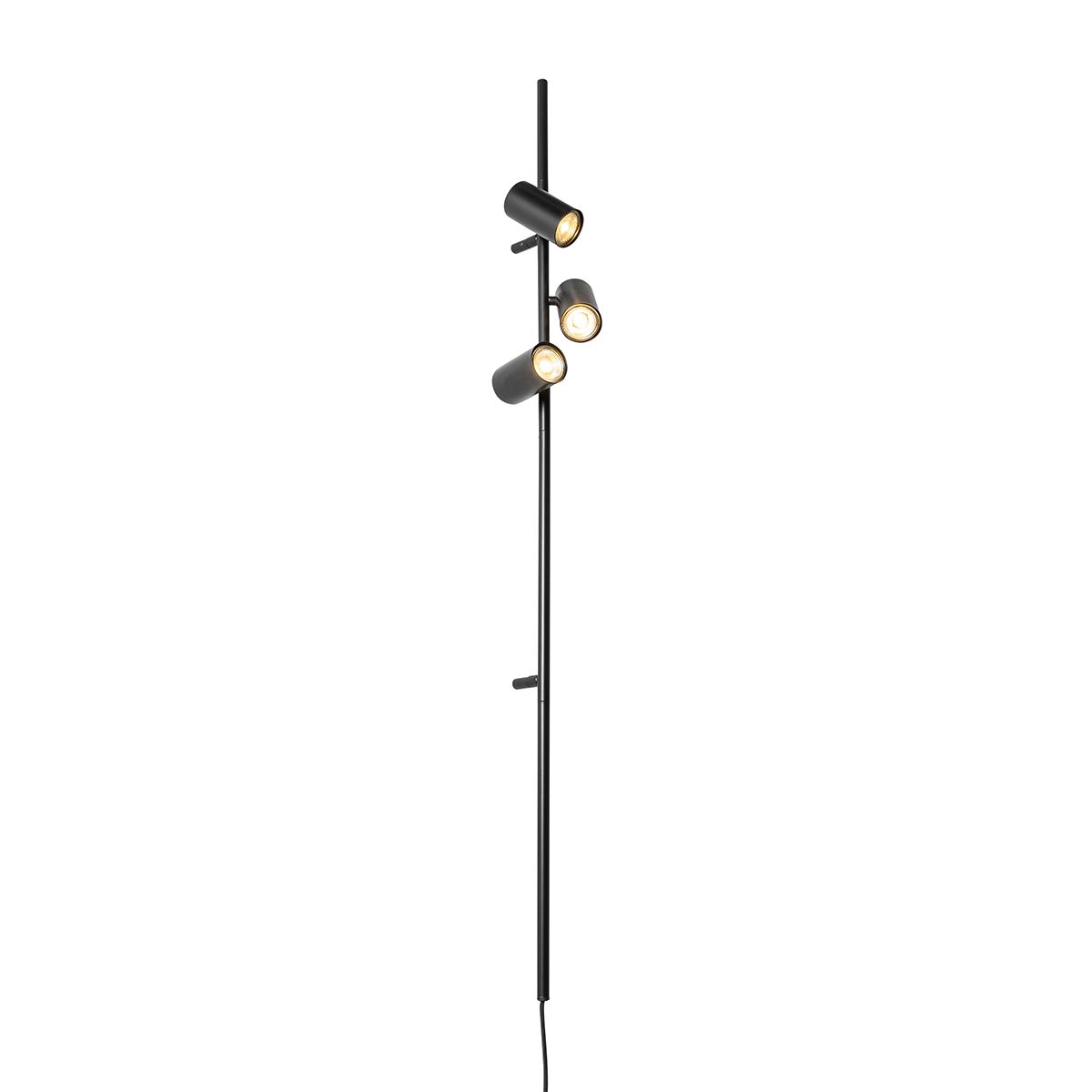 Wandlamp zwart met voetschakelaar 3-lichts - Jeana Luxe