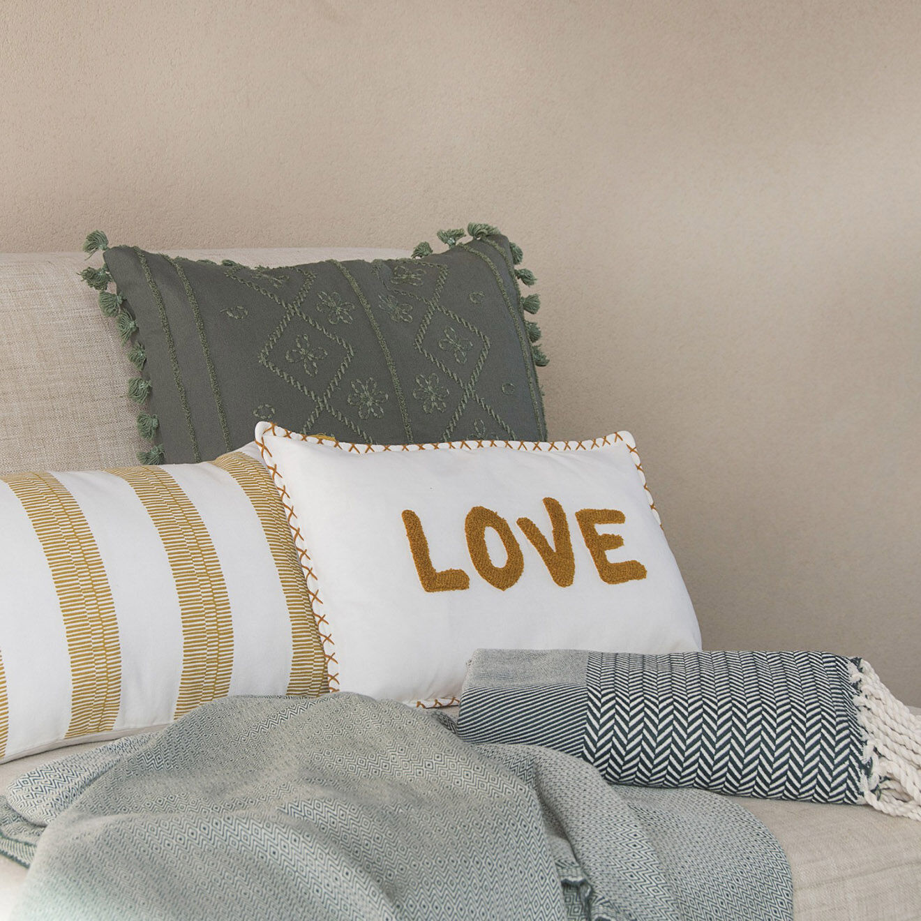 Febronie Housse de coussin Evora moutarde - 50x30 cm