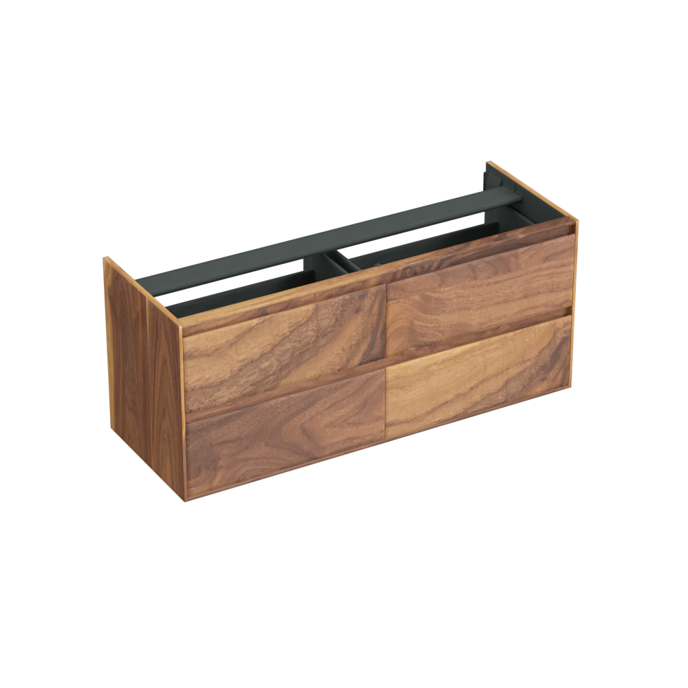 Forzalaqua Verona badmeubel 140cm pure walnut met wastafelblad en 2 waskommen carrara